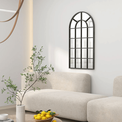 HOMCOM Espelho Decorativo de Parede 65x110 cm u2013 Espelho de Janela em Metal para Sala, Quarto, Entrada, Estilo Moderno, Preto