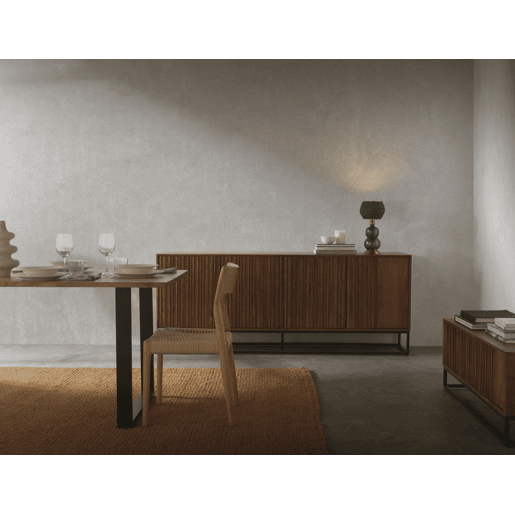 Candeeiro De Mesa De Vidro Preto Com Amostra De Fibra Natural Trançada Preta