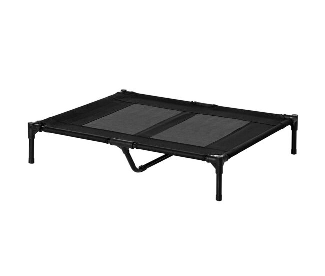 Pawhut cama elevada para perros gatos portátil cama para mascotas con zona de malla transpirable y tela oxford para interior exterior 92x76x18 cm negro