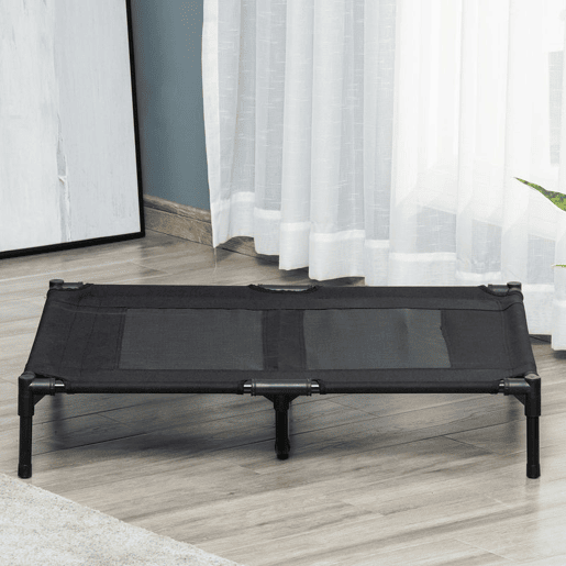 PawHut Cama Elevada para Cães Cama de Animais de Estimação com Malha Transpirável e Tecido Oxford para Exterior Interior Jardim Terraço 92x76x18 cm Preto