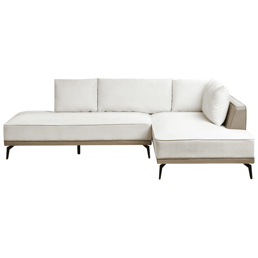 Sofá de canto MYKEN Tecido Branco creme 3 lugares à esquerda