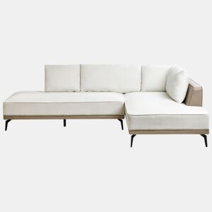 Sofá de canto MYKEN Tecido Branco creme 3 lugares à esquerda