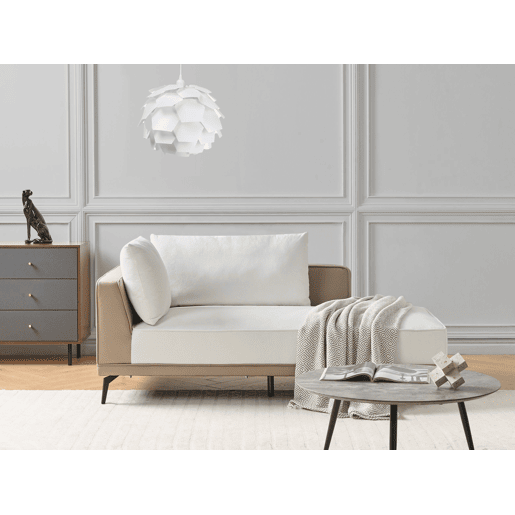Sofá de canto MYKEN Tecido Branco creme 3 lugares à esquerda