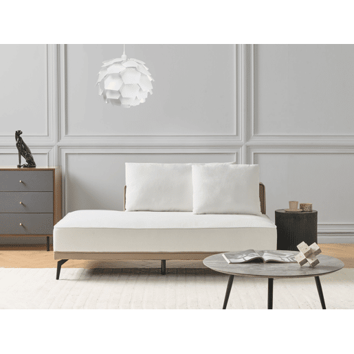 Sofá de canto MYKEN Tecido Branco creme 3 lugares à esquerda
