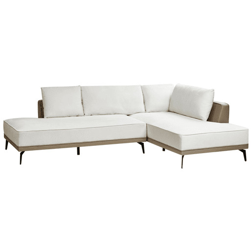 Sofá de canto MYKEN Tecido Branco creme 3 lugares à esquerda
