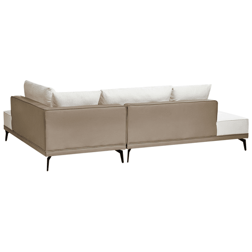 Sofá de canto MYKEN Tecido Branco creme 3 lugares à esquerda