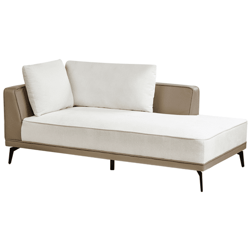Sofá de canto MYKEN Tecido Branco creme 3 lugares à esquerda