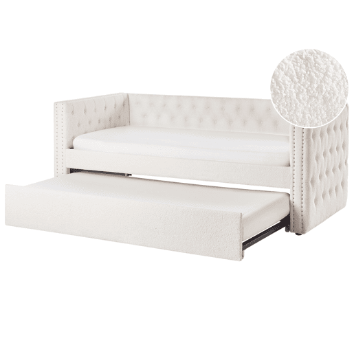 Cama gavetão Bouclé GASSIN 90 x 200 cm Branco creme