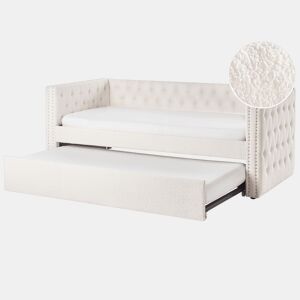 Cama gavetão Bouclé GASSIN 90 x 200 cm Branco creme