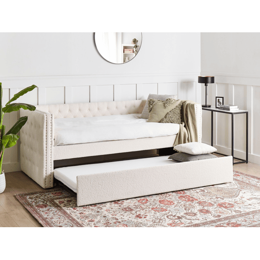 Cama gavetão Bouclé GASSIN 90 x 200 cm Branco creme