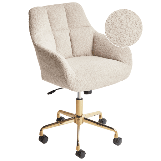 Cadeira de escritório PALMDALE Bouclé Creme