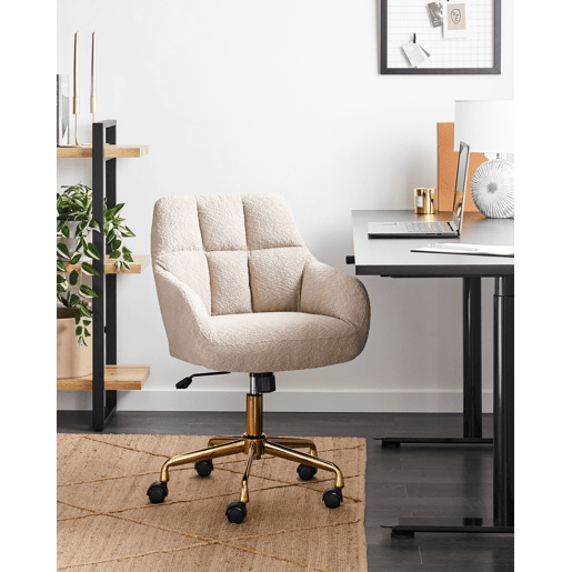 Cadeira de escritório PALMDALE Bouclé Creme