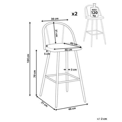 Conjunto de 2 bancos de bar CORNELL Metal Preto