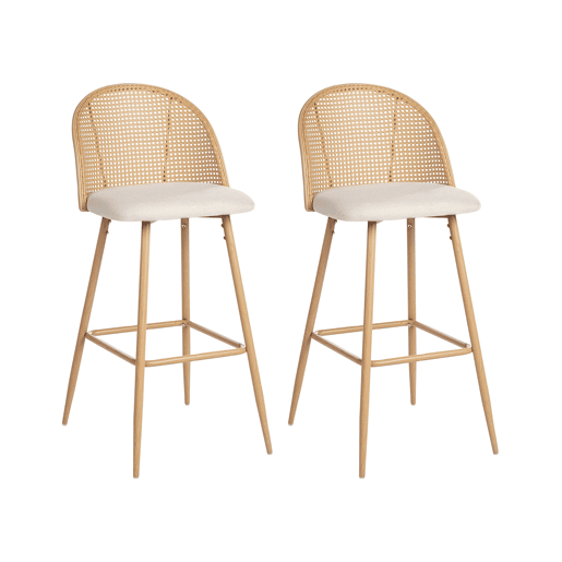 Conjunto de 2 bancos de bar CORNELL Metal Castanho claro