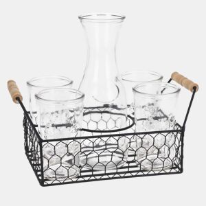 Well Home Conjunto de 4 copos de 450ml + jarra de vidro de 1L