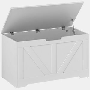HOMCOM Baú de Armazenamento para Dormitório 100L Baú de Arrumação com Tampa Banco de Armazenagem Versátil com Dobradiça de Segurança para Corredor Sala de Estar 80x40x45 cm Branco