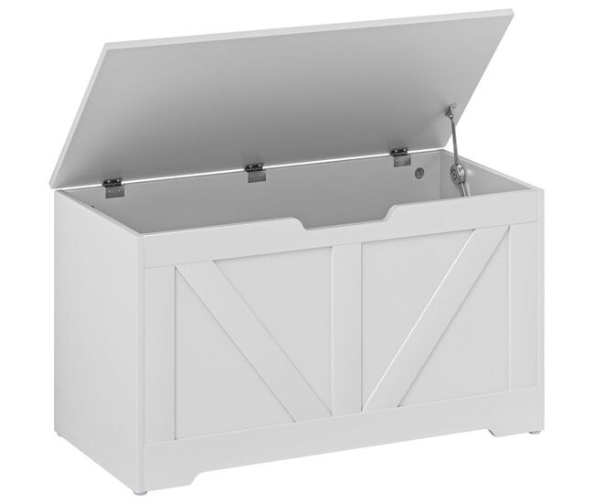Homcom baúl de almacenaje para dormitorio 100 l banco de almacenaje con tapa bisagra de seguridad para pasillo salón 80x40x45 cm blanco