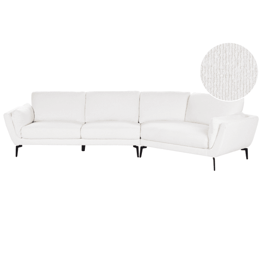 Sofá KANSSELI Bouclé Branco 3 lugares Sofá KANSSELI Bouclé Branco 3 lugares