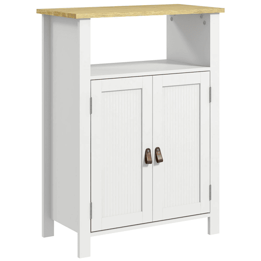 kleankin Móvel Casa de Banho Armário Casa de banho com 2 Portas Compartimento Aberto e Prateleiras Ajustáveis Móvel Auxiliar Casa de Banho Moderno 60x30x80,5 cm Branco