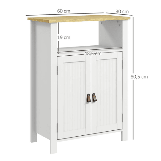 kleankin Móvel Casa de Banho Armário Casa de banho com 2 Portas Compartimento Aberto e Prateleiras Ajustáveis Móvel Auxiliar Casa de Banho Moderno 60x30x80,5 cm Branco