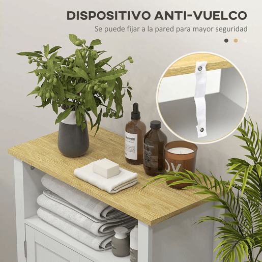kleankin Móvel Casa de Banho Armário Casa de banho com 2 Portas Compartimento Aberto e Prateleiras Ajustáveis Móvel Auxiliar Casa de Banho Moderno 60x30x80,5 cm Branco