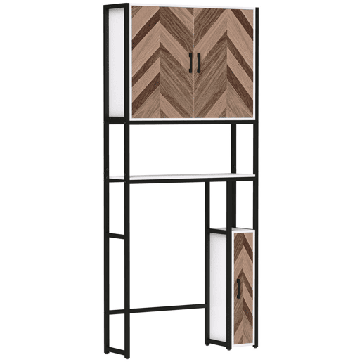 HOMCOM Móvel sobre Sanita Armário para Casa de Banho sobre Sanita com 3 Portas 2 Prateleiras Ajustáveis e Compartimento Aberto Móvel Casa de Banho 79,5x23x178 cm Multicor
