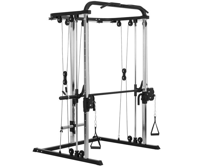 Sportnow smith machine multiestación de musculación máquina multifunción de musculación con soporte para sentadillas y barra para pesas para