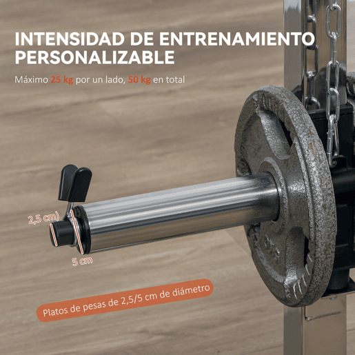 SPORTNOW Máquina Multi Estação de Musculação Máquina de Musculação com Suporte para Agachamentos e Barra para Pesos Máquina Multi Estação para Treino Fitness em Casa 210x132x225 cm Preto