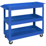 DURHAND Carrinho de Ferramentas com Rodas Carro de Ferramentas de Oficina de Aço com 3 Prateleiras de Armazenamento e Alça Lateral para Garagem Oficina Carga Máxima 150kg 83x35,3x76 cm Azul