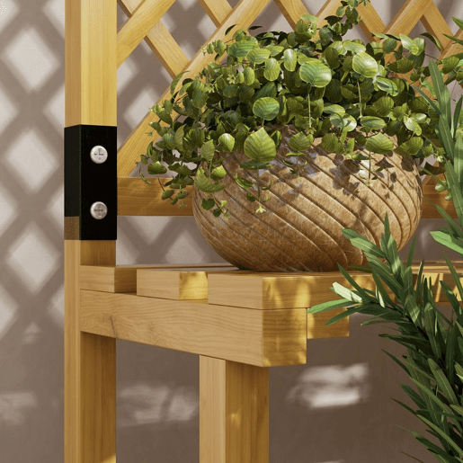 Outsunny Suporte para Plantas de Madeira com Treliça Suporte para Vasos de 2 Níveis para Jardim Pátio Terraço Varanda 60x50x166 cm Madeira