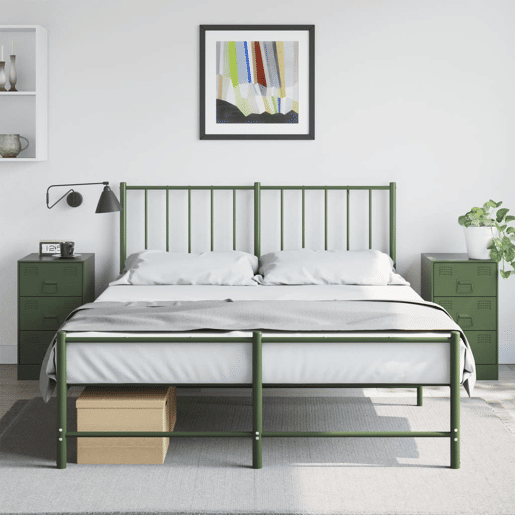 vidaXL Mesas de cabeceira 2 pcs 34,5x39x62 cm aço verde azeitona vidaXL Mesas de cabeceira 2 pcs 34,5x39x62 cm aço verde azeitona