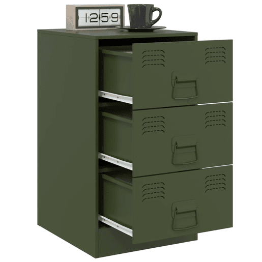 vidaXL Mesas de cabeceira 2 pcs 34,5x39x62 cm aço verde azeitona vidaXL Mesas de cabeceira 2 pcs 34,5x39x62 cm aço verde azeitona