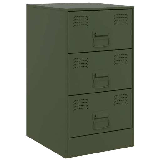 vidaXL Mesas de cabeceira 2 pcs 34,5x39x62 cm aço verde azeitona vidaXL Mesas de cabeceira 2 pcs 34,5x39x62 cm aço verde azeitona