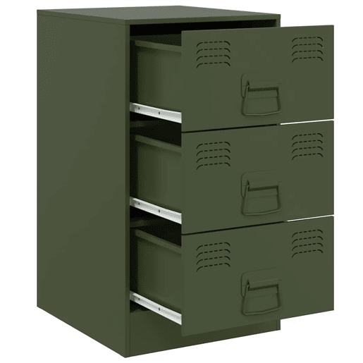 vidaXL Mesas de cabeceira 2 pcs 34,5x39x62 cm aço verde azeitona vidaXL Mesas de cabeceira 2 pcs 34,5x39x62 cm aço verde azeitona