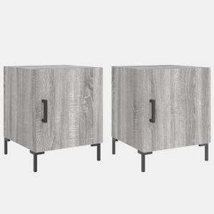 vidaXL Mesa cabeceira 2pcs 40x40x50 cm madeira processada cinza sonoma