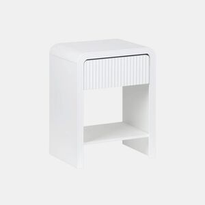 Mesa de cabeceira com efeito madeira 1 gaveta, 1 prateleira, Julia, Branco, 40x30x53 cm
