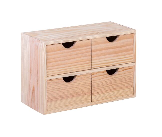 Well home - miniblock 4 cajones en madera de pino