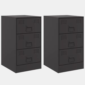 vidaXL Mesas de cabeceira 2 pcs 34,5x39x62 cm aço preto
