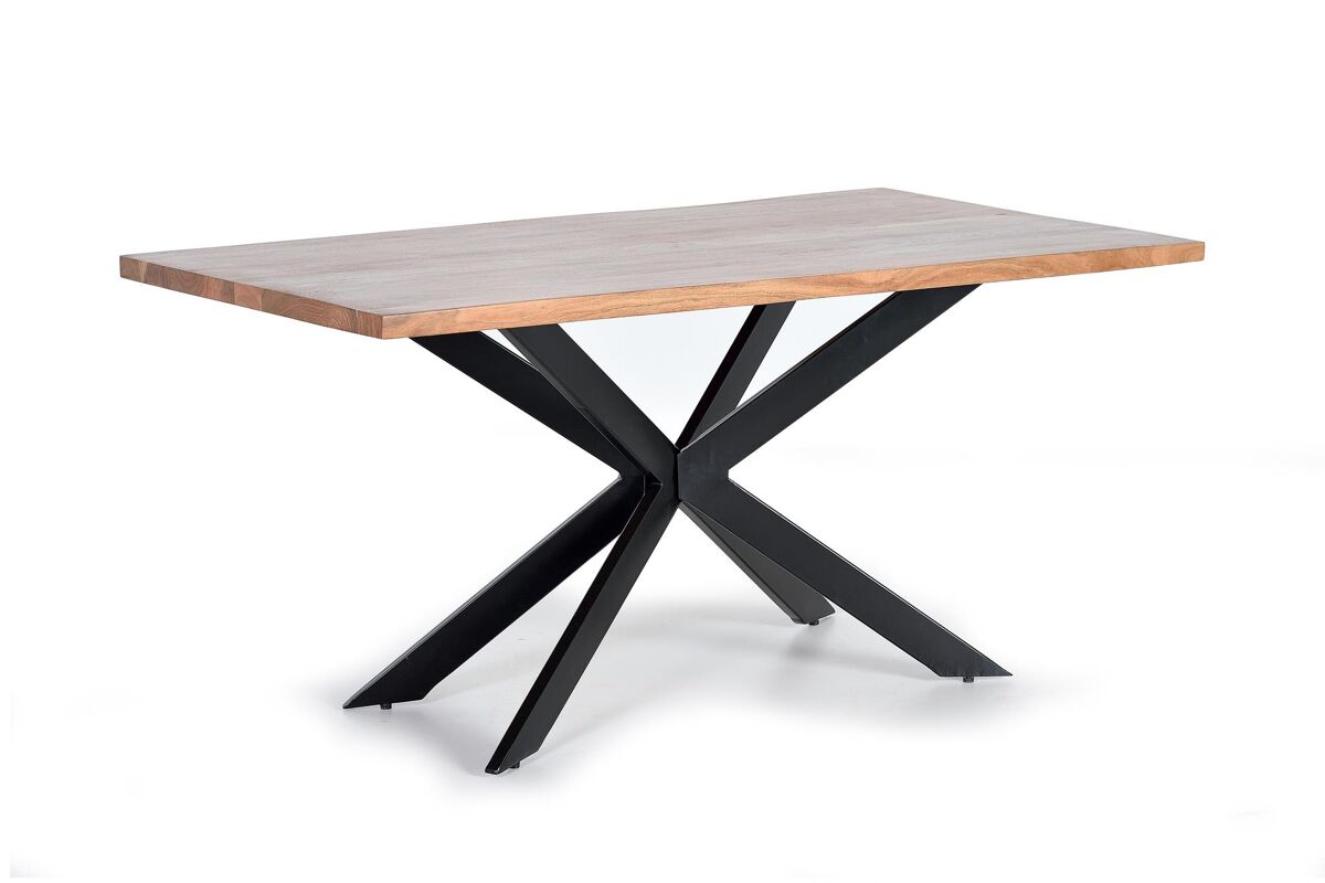 Mesa de comedor en madera acacia natural y patas de metal  .GINER Y COLOMER