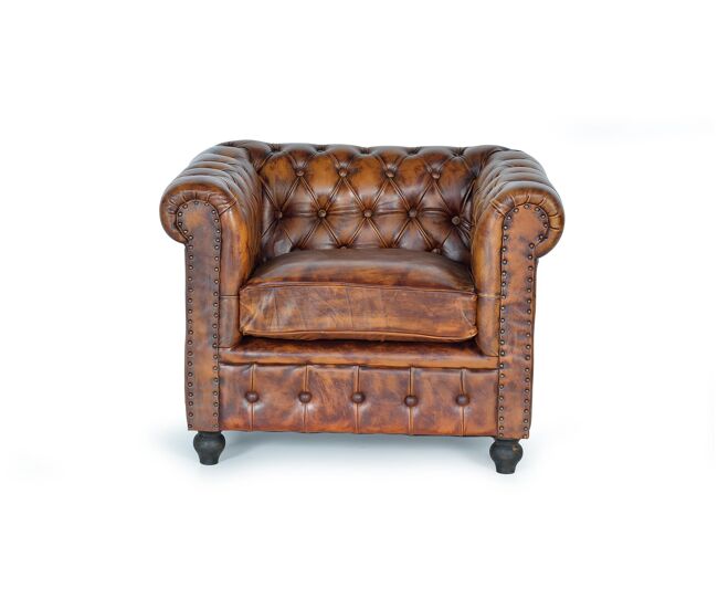Sillón chester piel marrón.giner y colomer 72x86x96