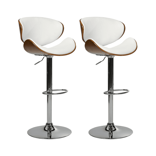 Conjunto de 2 bancos de bar ROTTERDAM Pele sintética Branco