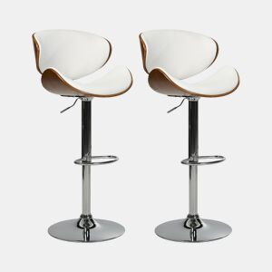 Conjunto de 2 bancos de bar ROTTERDAM Pele sintética Branco