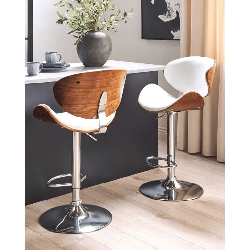 Conjunto de 2 bancos de bar ROTTERDAM Pele sintética Branco