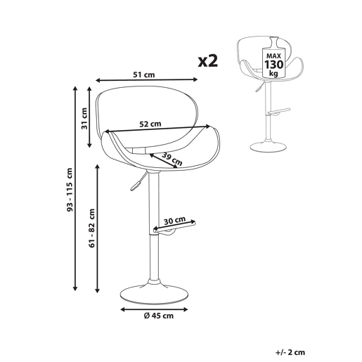 Conjunto de 2 bancos de bar ROTTERDAM Pele sintética Branco