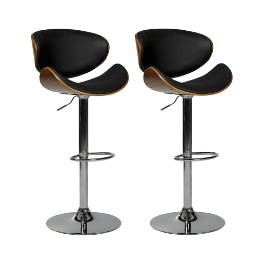 Conjunto de 2 bancos de bar ROTTERDAM Pele sintética Preto