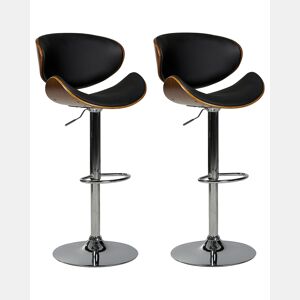 Conjunto de 2 bancos de bar ROTTERDAM Pele sintética Preto