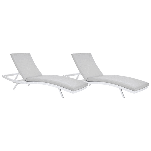 Conjunto de 2 espreguiçadeiras com almofadas AMELIA Metal Cinzento claro