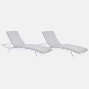 Conjunto de 2 espreguiƧadeiras com almofadas AMELIA Metal Cinzento claro