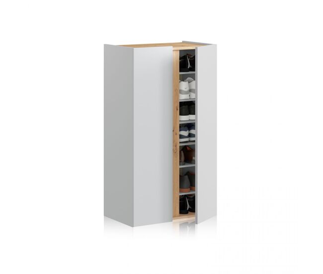 Armario zapatero de 2 puertas en blanco artik y roble nodi 56,6x102 cm Eitan Blanco Artik (Blanco Mate) - Roble Nodi 56,6 x 102 x 35 cm