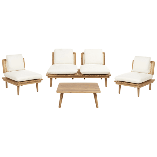 Conjunto de jardim com mesa 4 lugares ACCADIA Madeira de Acácia certificada Creme claro